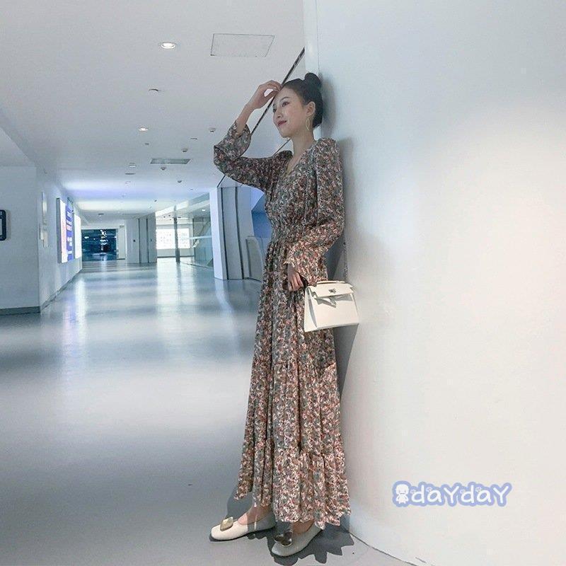 ワンピース 上品 ワンピース Vネック 21 レディース 秋 春 長袖 夏 フレアーワンピース マキシワンピース 花柄 母の日 S 2xl 小花 きれいめ Zh0415 Pcxk171 Day Day Shop 通販 Yahoo ショッピング