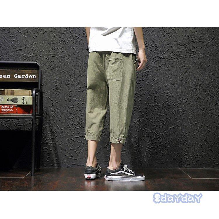 クロップドパンツ メンズ 七分丈 ハーフパンツ ワイドパンツ