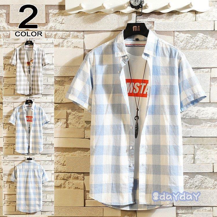 チェックシャツ メンズ 半袖 シャツ ネルシャツ カジュアル ゆったり 半袖シャツ お兄系 21夏 黒 白 Zh0422 xk6 Day Day Shop 通販 Yahoo ショッピング