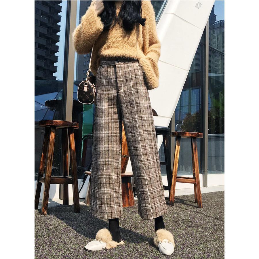 チェック柄パンツ ガウチョパンツ ワイドパンツ チェック ズボン