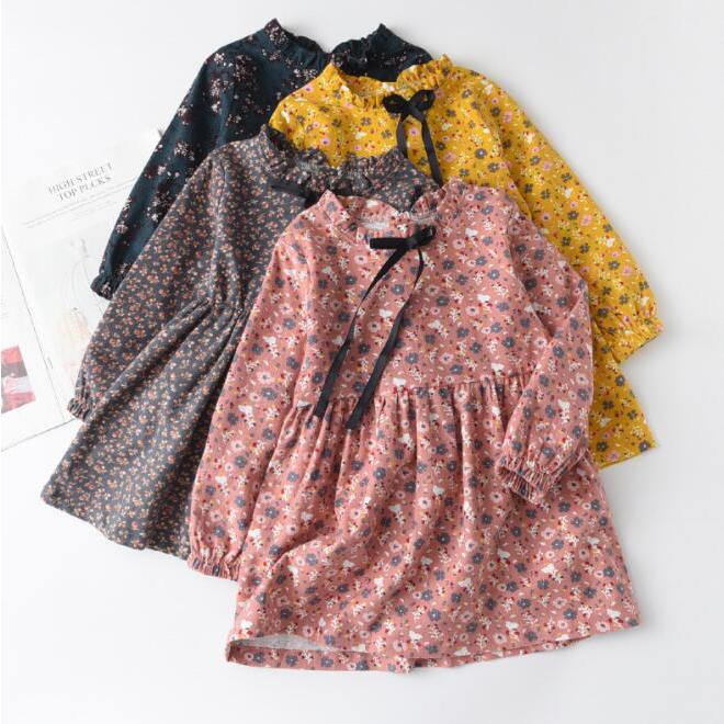 ワンピース キッズ 長袖ワンピース 子供服 女の子 秋 冬 花柄ワンピース フリル 子供ドレス ジュニア フレア おしゃれ 可愛い カジュアル 新品 90 100 110 120 バーゲンで 子供服 女の子 100 冬物