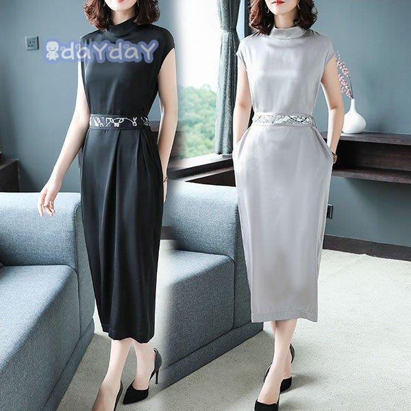 パーティードレス 大きいサイズ ロング丈 結婚式 40代 袖なし フォーマルドレス シルクワンピース お呼ばれ 二次会 披露宴 謝恩会 上品 おしゃれ 大人 着痩せ 女性に人気