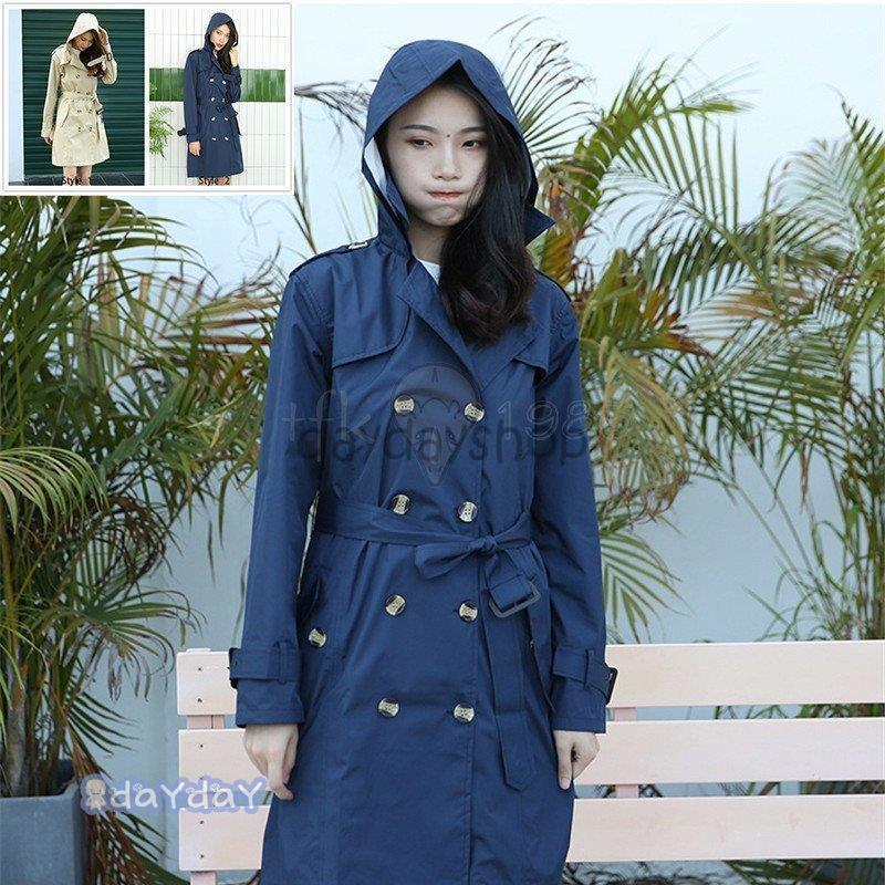 レディースレインコート コート型 オシャレ 膝丈 外出 通勤 雨具 20代