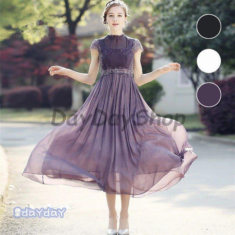 割引サービス マキシワンピース ワンピース レディース夏 半袖 レース シフォン ワンピース マキシ丈ドレス ロング キレイめ ワンピース 着痩せ 女性 婦人服 スーパーセール特価 Superavila Com