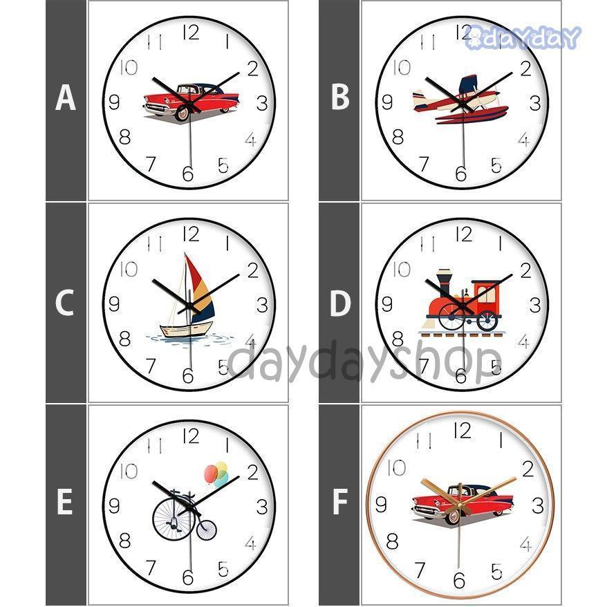 掛け時計 北欧 おしゃれ 音がしない 静音 引越し祝い 結婚祝い プレゼント ギフト 丸型 車 ヨット 飛行機 ホワイト レッド ブラック ゴールド可愛い｜dayday-shop｜02