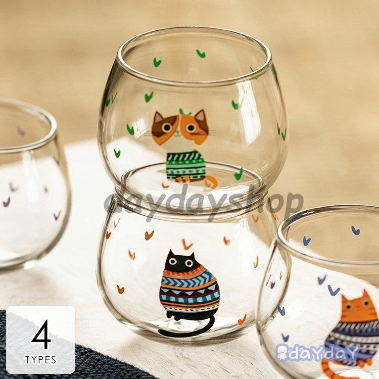 キッチン用品 食器 お茶用品 コップ グラス カップ クリア 猫 キャット 