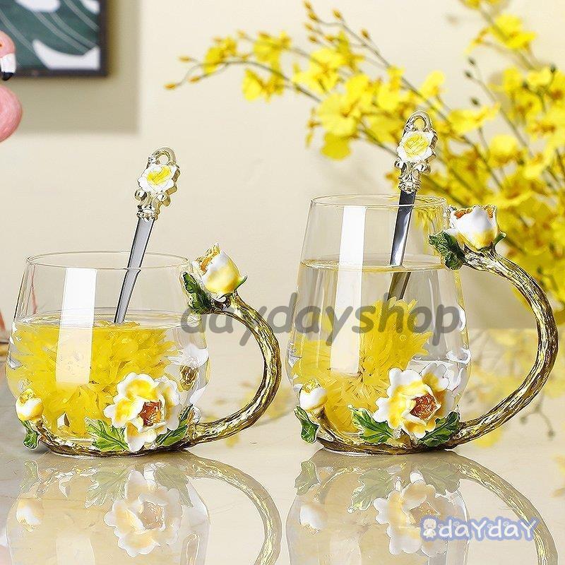 ティーカップセット ティーカップ 蓋 スプーン 蓋つき 花柄 装飾
