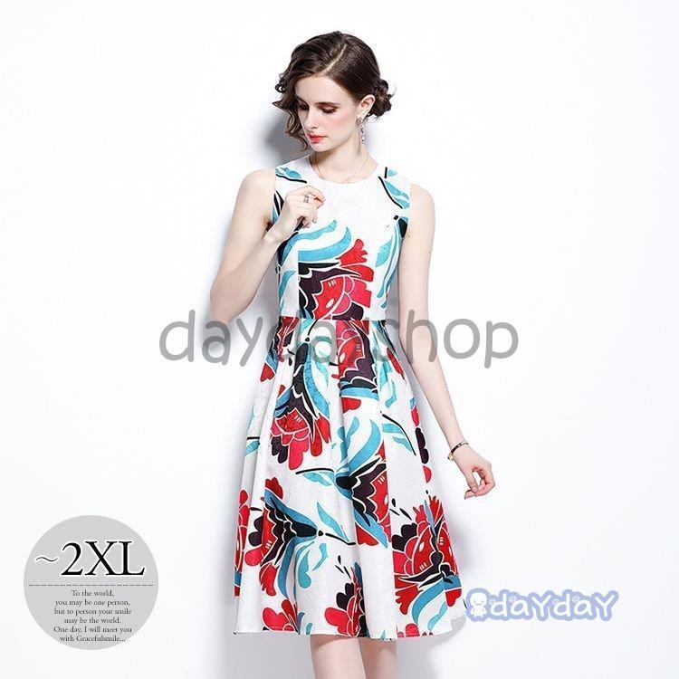 正規品販売中 ワンピース ラウンドネック 花柄 Aライン 総柄プリント ロマンティック 美人 ストリート 大人可愛い 食事会 女子会 お出かけ 華やか 派手 ホット販売特別なオファー Ebminmobiliariard Com