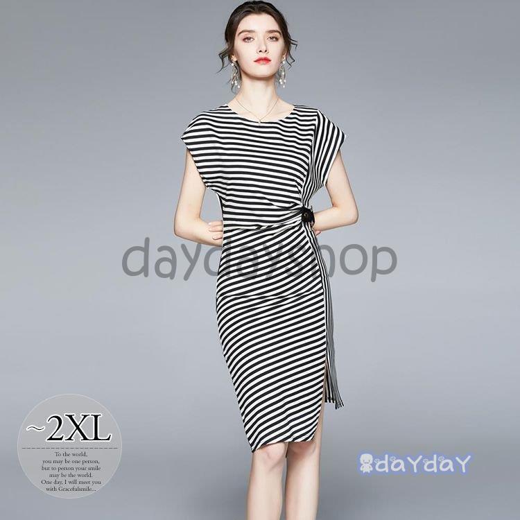 買取格安 ワンピース ラウンドネック ボーダー柄 半袖 膝丈 ナチュラルコーデ 美人 女子会 フェミニン ママ ガーリー 女子旅 きれいめ ストリート クラシックスタイルの大セール Superavila Com