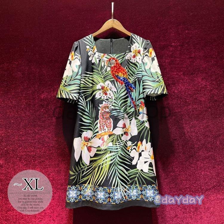 Ecサイト ワンピース ボタニカル柄 半袖 ファスナー ビジュー アジアンテイスト 涼しげ スクエアネック 女子旅 可愛い 女子会 派手 大人可愛い デート 安い買蔵 Ssl Daikyogo Or Jp