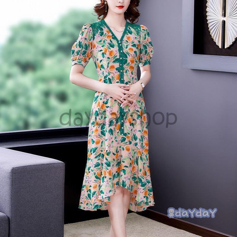 熱い販売 マーメイドライン Vネック 半袖 パフスリーブ ボタニカル柄 ワンピース フロントボタン デート 食事会 清楚 ママスタイル ヨーロピアン ワンピース ご注意 お届け方法によって納期が違います Www Esserrepharma Com