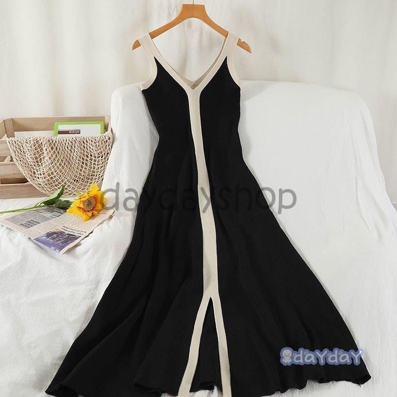 買得 ワンピース ニットワンピース ママ 休日スタイル かわいい お出かけファッション シンプル サマーニット 涼しげ ナチュラルコーデ スリット ワンピース カラー ブラック Dev Jlstudios Square5 Com