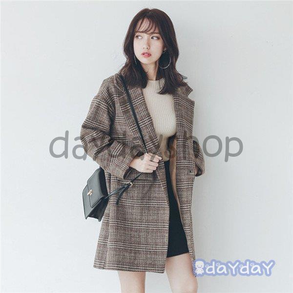 チェスターコート レディース ロング チェック柄 ラシャ 洋服