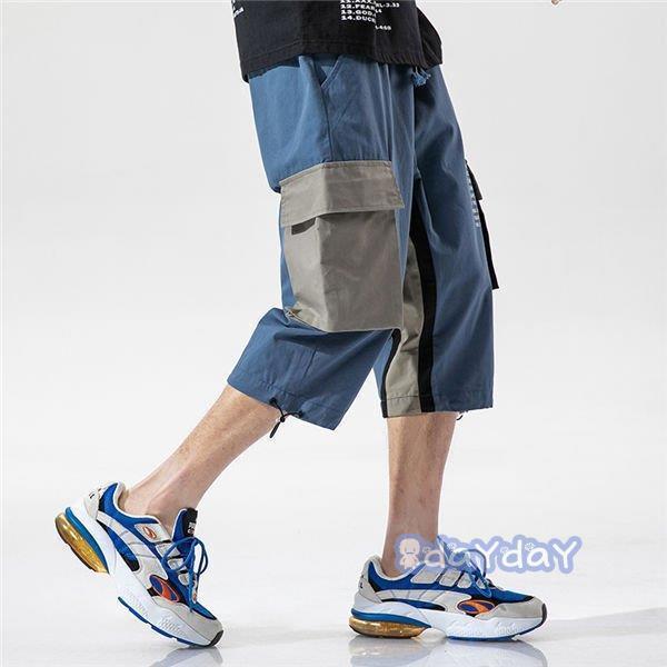 メンズ 夏物 カーゴパンツ クロップドパンツ ワークパンツ 春夏 作業ズボン ワイドパンツ ビーチパンツ 夏服 父の日 サマー 贈答