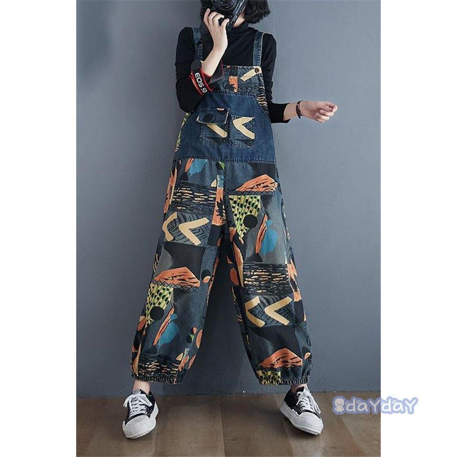 夏 デニムパンツ サルエル オーバーオール サロペットデニムパンツ