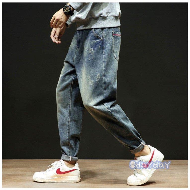 安い購入 デニムパンツ サルエルパンツ ダメージ加工 ボトムス デニム メンズ ジーンズ ロングパンツ ゆったり ジーンズ デニム サイズ 31 Www Cognitiva La