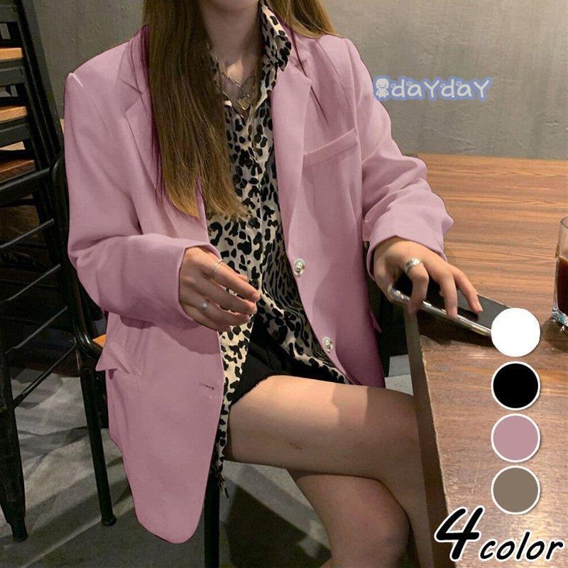 スーツジャケット レディース 春秋新作 長袖ブレザー 黒 カーキスーツ 40代 カジュアル テーラードジャケット ゆったりアウター 春コート 通勤 オシャレ韓国風 ギフト