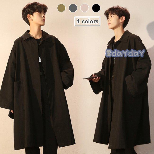 LEONARD★スプリングコート★ゆったり3(40〜42)黒 スプリングコート メンズ コート 春 スタイリッシュ トレンチコート