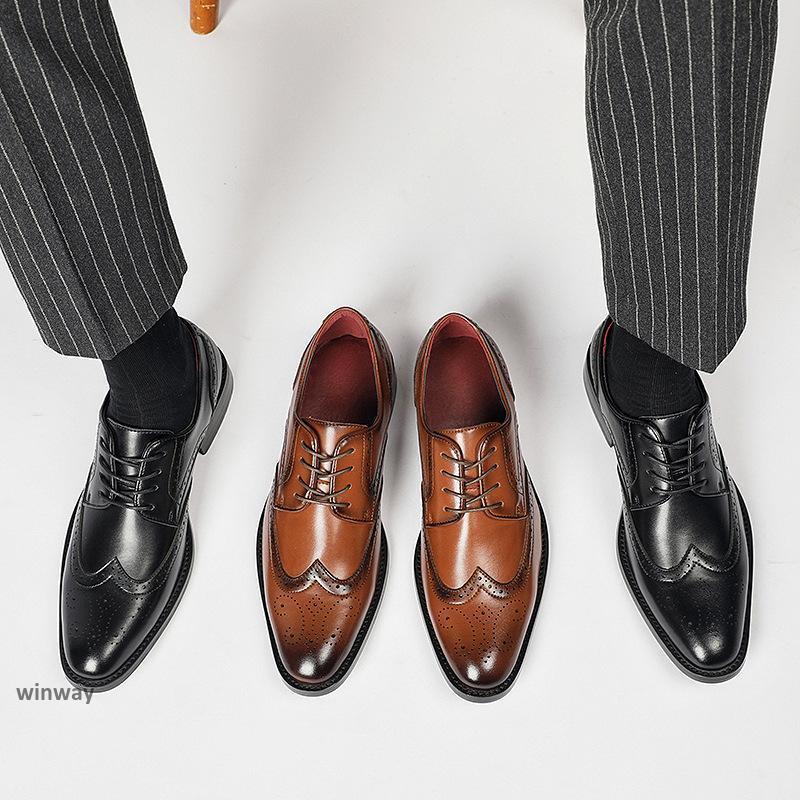 ビジネスシューズ メンズ 革靴 紳士靴 ウイングチップ 本革 牛革