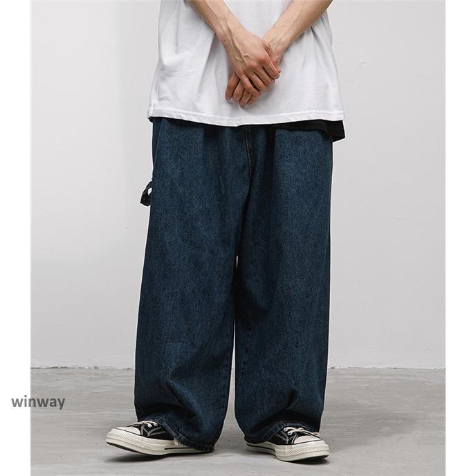 極太 デニム ジーンズ パンツ メンズ ワイドパンツ ルーズフィット