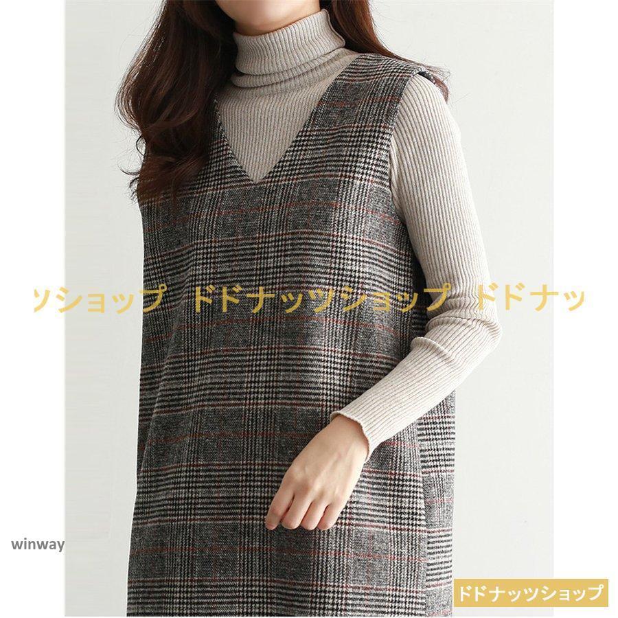 ジャンパースカート ワンピース レディース チェック柄 秋 冬 V ジャンパースカート ワンピース レディース チェック柄 秋 冬 V
