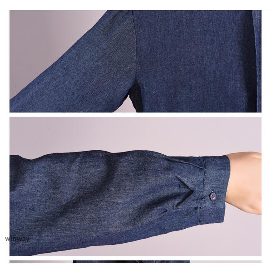 デニムワンピース 40代 秋 コーデ 長袖 デニム チュニック 膝丈