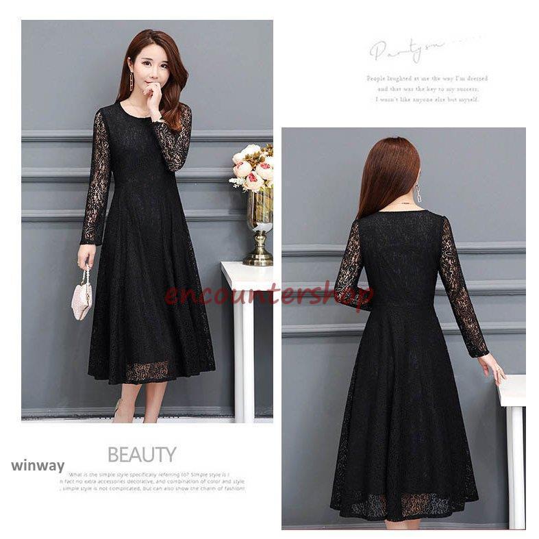 パーティードレス 結婚式 40代 20代 ロング丈 袖あり 長袖 韓国