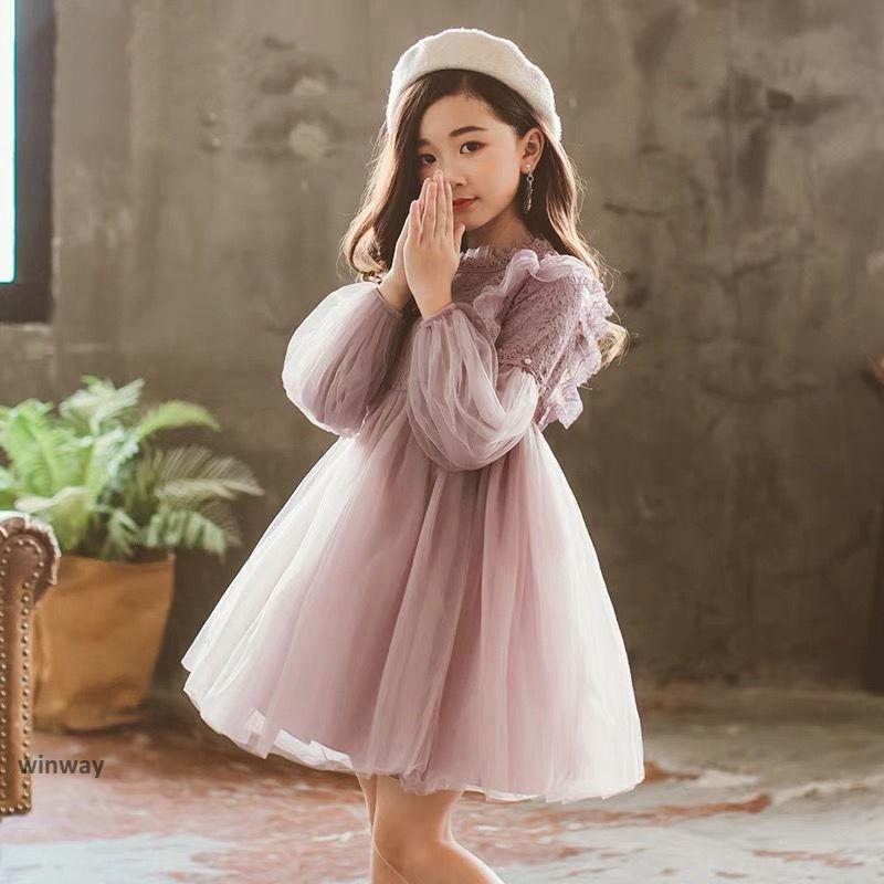 子供服 ワンピース キッズ 女の子 秋着 長袖 レースワンピース 膝丈 白 子供ドレス dress 韓国子供服 ジュニア 結婚式 カジュアル おしゃれ 可愛い 新品 | ブランド登録なし