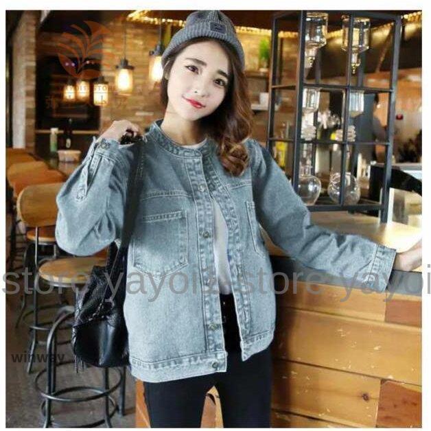 デニムジャケット レディース ノーカラー アウター 長袖 ノー