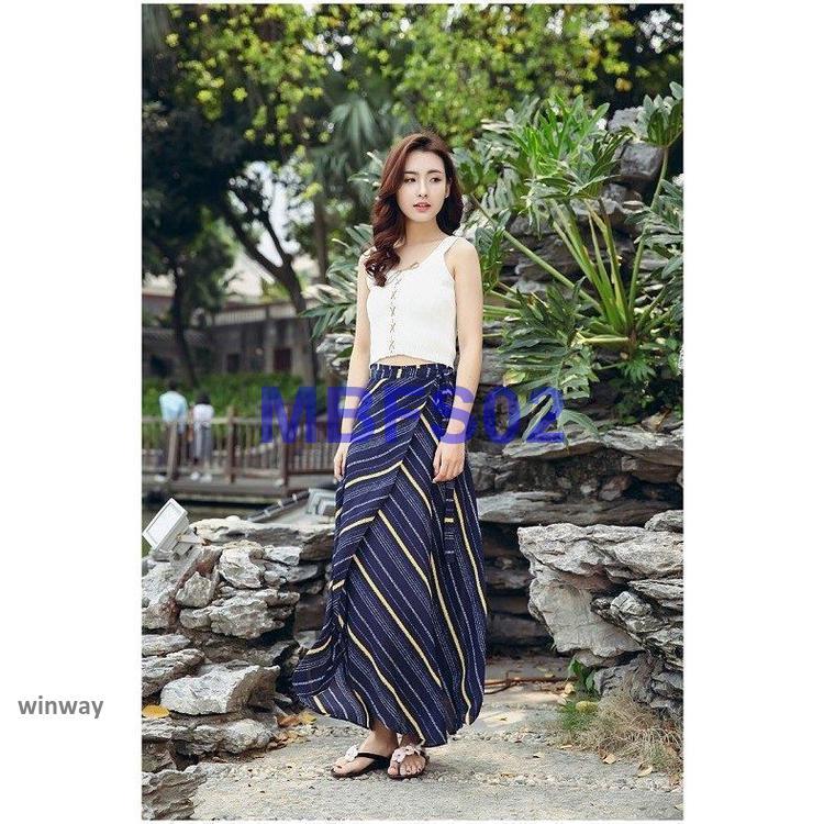 ロングスカート ラップスカート 巻きスカート ストライプ