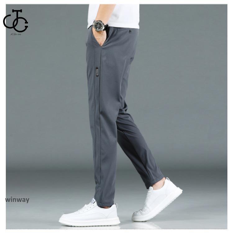 メンズ パンツ 接触冷感 ロングパンツ ストレッチパンツ 無地 速