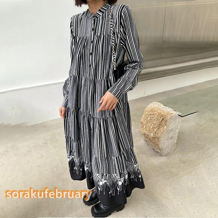 レトロ柄 ロングワンピース レディース 秋 シャツワンピース レトロ柄 ロングワンピース レディース 秋 シャツワンピース