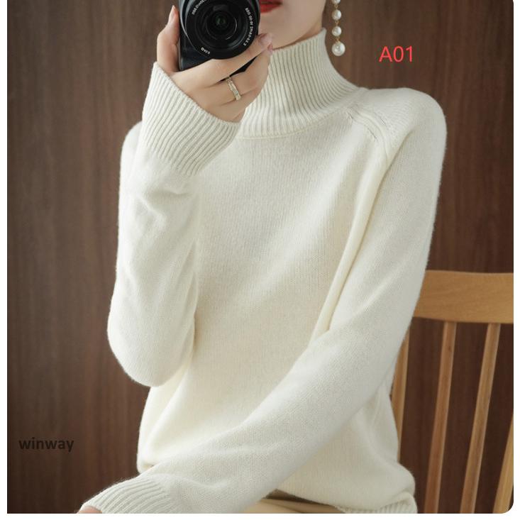 セーター レディースハイネック ニット ウール プルオーバー 秋 冬