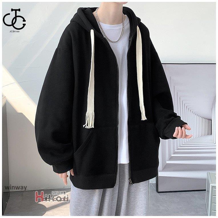 パーカー メンズ ジップアップパーカー 無地 長袖 スウェット