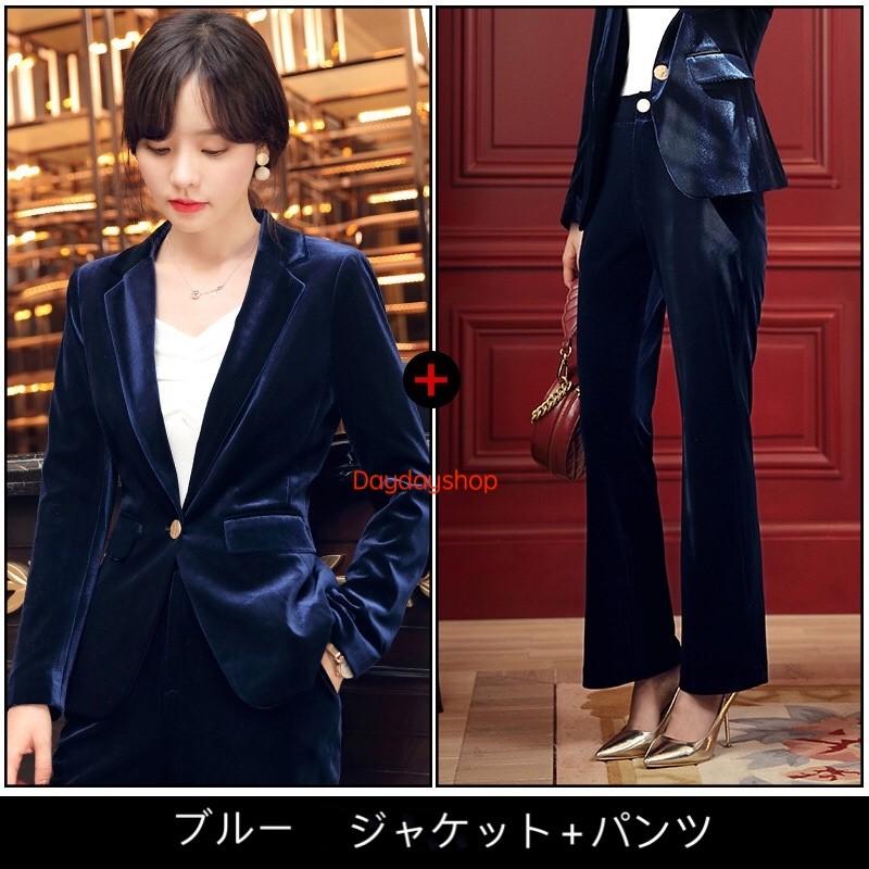 ベルベット フォーマル ビジネススーツ レディース パンツスーツ ベロア ジャケット スーツセット オフィス 2点セット セレモニースーツ 通勤 Ol 就活 Ad011 Daydayshop 通販 Yahoo ショッピング