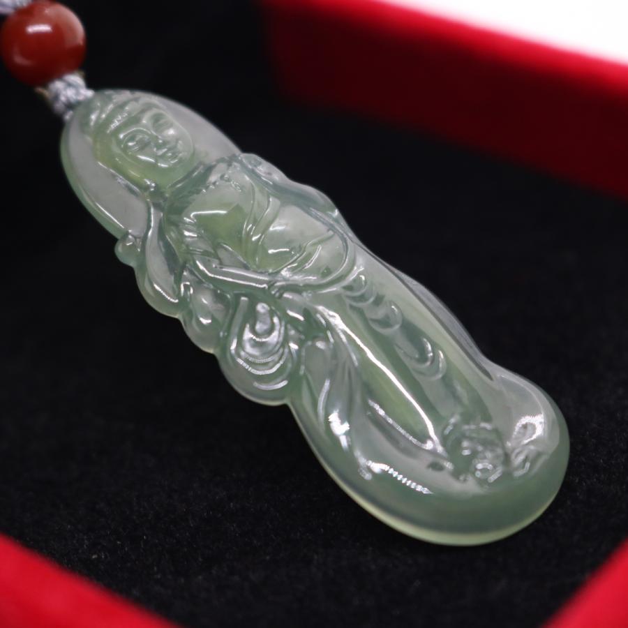 美しく微笑む観音菩薩　ミャンマー天然翡翠　ジェイダイト　ヒスイ　ペンダントヘッド　A貨　天然石　ネックレス　送料無料　お守り |  | 06