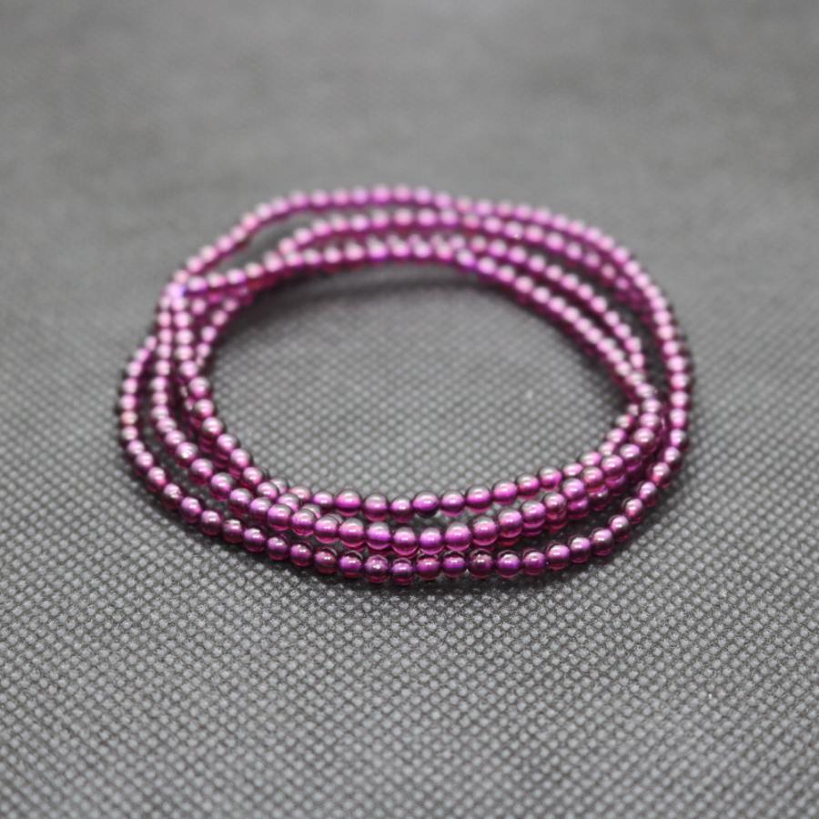 3ｍｍ　誕生石　女性石　柘榴石 パワーストーン 天然石 ロードライトガーネット 石榴石 4連　ブレスレット　ざくろいし　garnet　　送料無料 |  | 03