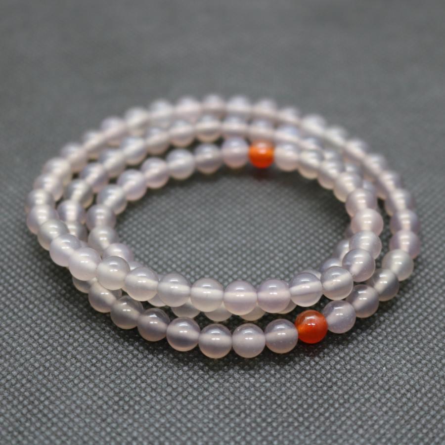 瑪瑙 メノウ アゲート 南紅　パワーストーン 天然石 ガーネット ブレスレット ライチゼリー　グレー　3連　6ｍｍ+ |  | 01