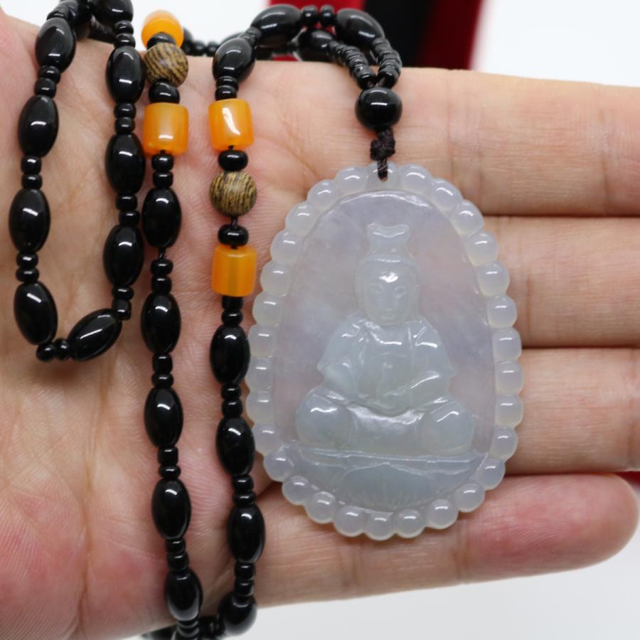 訳あり　ご縁　縁起観音菩薩　ミャンマー天然翡翠　ジェイダイト　ヒスイ　ペンダントヘッド　A貨　天然石　ネックレス　観音様　お守り　男女兼用 |  | 08
