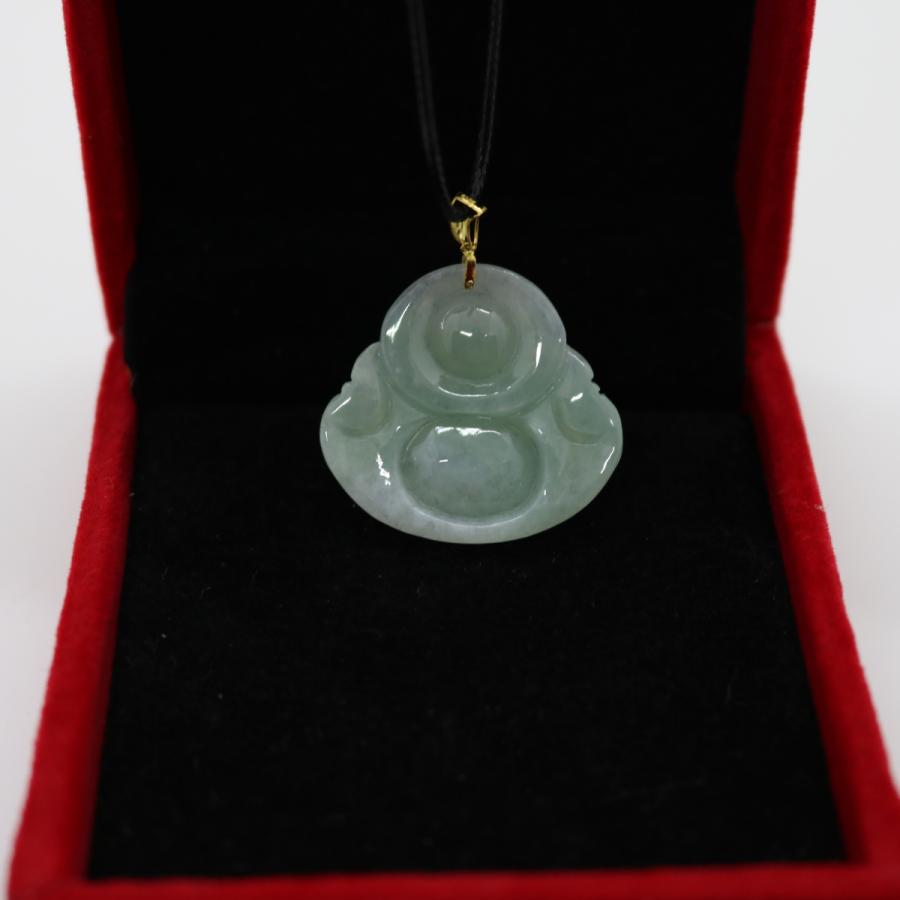 お守り　弥勒佛　布袋様　弥勒菩薩　ミャンマー天然翡翠　ジェイダイト　ヒスイ　ペンダントヘッド　A貨　天然石　ネックレス 送料無料　18Kゴールド |  | 01