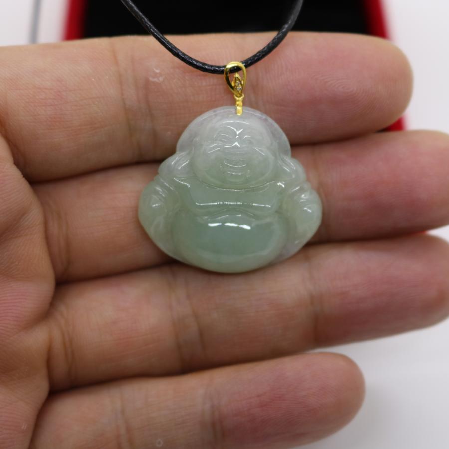 お守り　弥勒佛　布袋様　弥勒菩薩　ミャンマー天然翡翠　ジェイダイト　ヒスイ　ペンダントヘッド　A貨　天然石　ネックレス 送料無料　18Kゴールド |  | 04