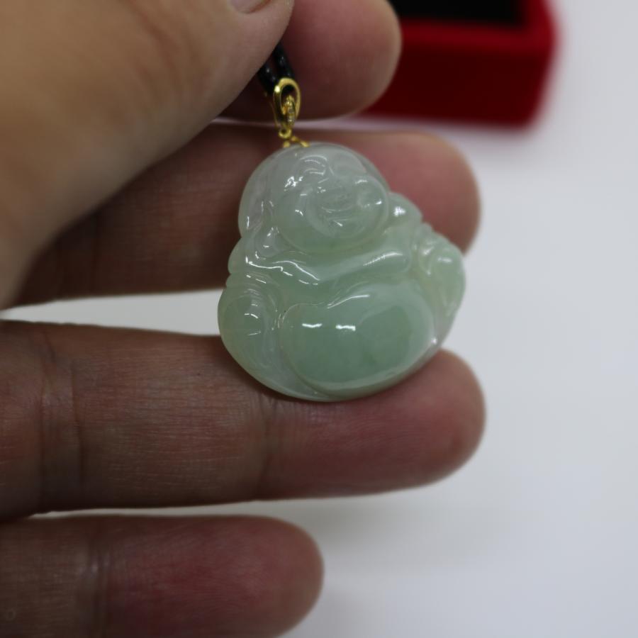 お守り　弥勒佛　布袋様　弥勒菩薩　ミャンマー天然翡翠　ジェイダイト　ヒスイ　ペンダントヘッド　A貨　天然石　ネックレス 送料無料　18Kゴールド |  | 06