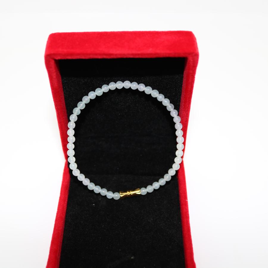 4ｍｍ　ブレスレット　ミャンマー天然A貨翡翠　ジェイダイト　ヒスイ　　天然石　 送料無料 19.5cm | 