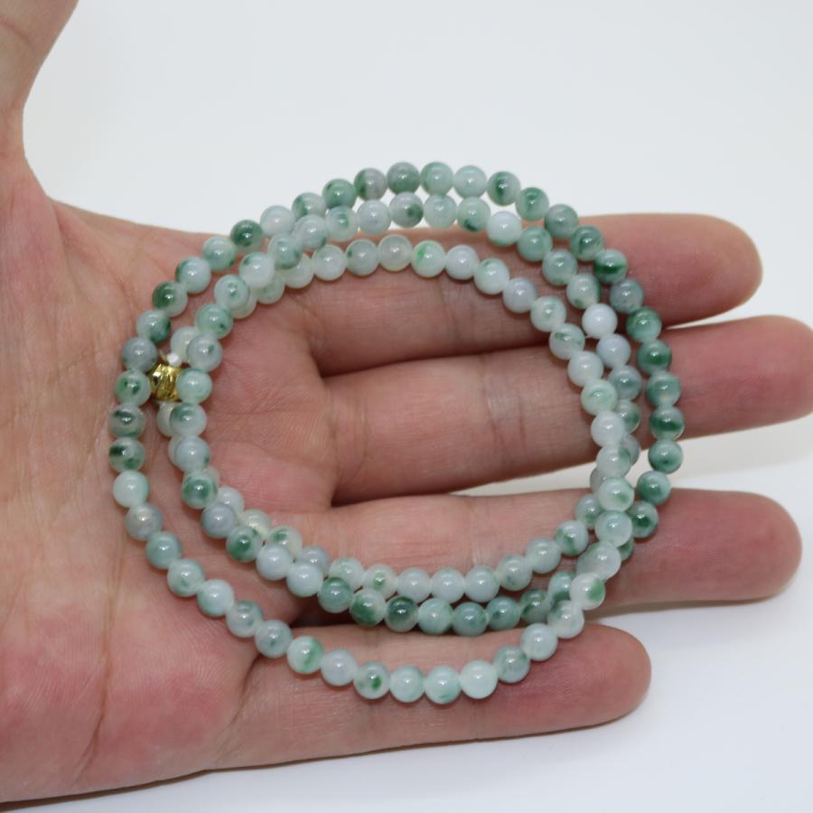 5ｍｍ　ロング　ブレスレット　ネックレス　両用　ミャンマー天然A貨翡翠　ジェイダイト　ヒスイ　　天然石　 送料無料 |  | 04