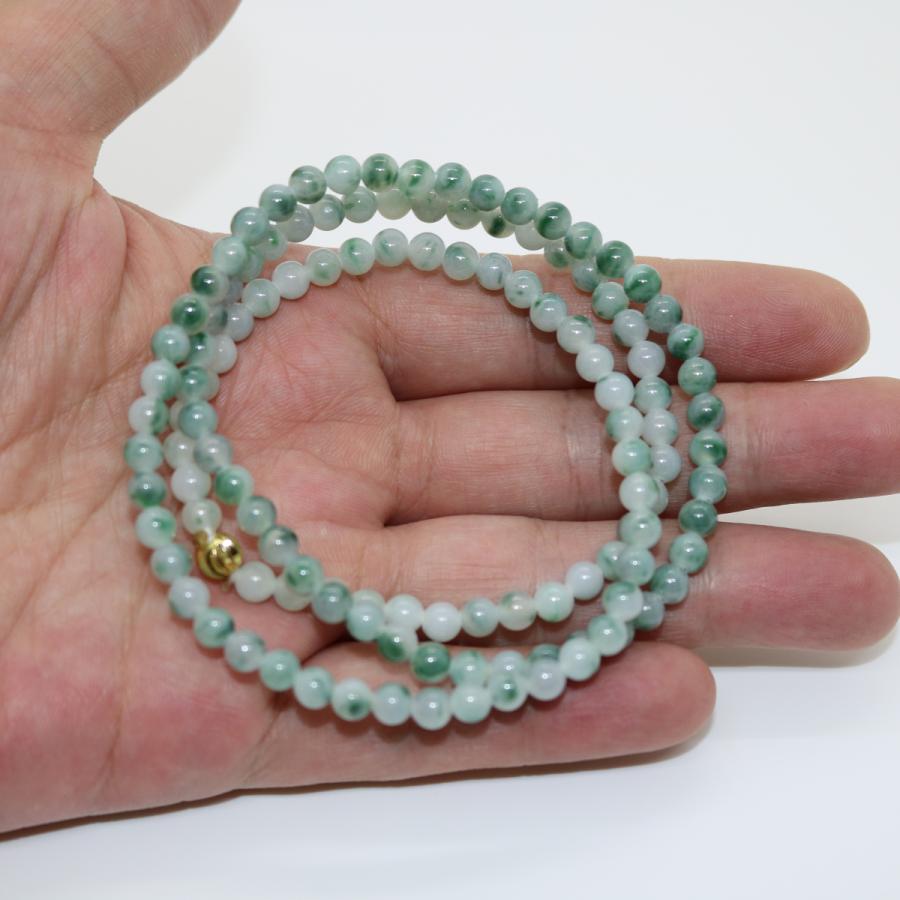 5ｍｍ　ロング　ブレスレット　ネックレス　両用　ミャンマー天然A貨翡翠　ジェイダイト　ヒスイ　　天然石　 送料無料 |  | 06