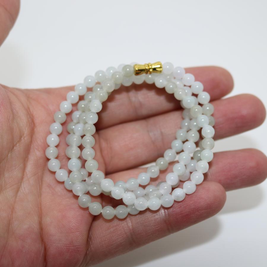 5ｍｍ　ロング　ブレスレット　ネックレス　両用　ミャンマー天然A貨翡翠　ジェイダイト　ヒスイ　　天然石　 |  | 04