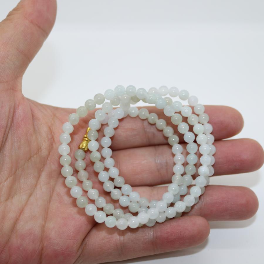5ｍｍ　ロング　ブレスレット　ネックレス　両用　ミャンマー天然A貨翡翠　ジェイダイト　ヒスイ　　天然石　 |  | 06