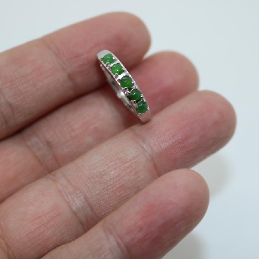 フリーサイズ 指輪 くりぬきリング ミャンマー天然翡翠 ジェイダイト ヒスイ A貨 天然石 送料無料　S925　シルバー925 |  | 02