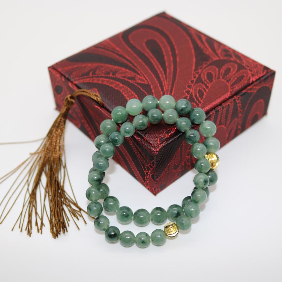 レア　8ｍｍ 9mm カップル　ペア　2本セット　ブレスレット　ミャンマー天然A貨翡翠　ジェイダイト　ヒスイ　　天然石 | 