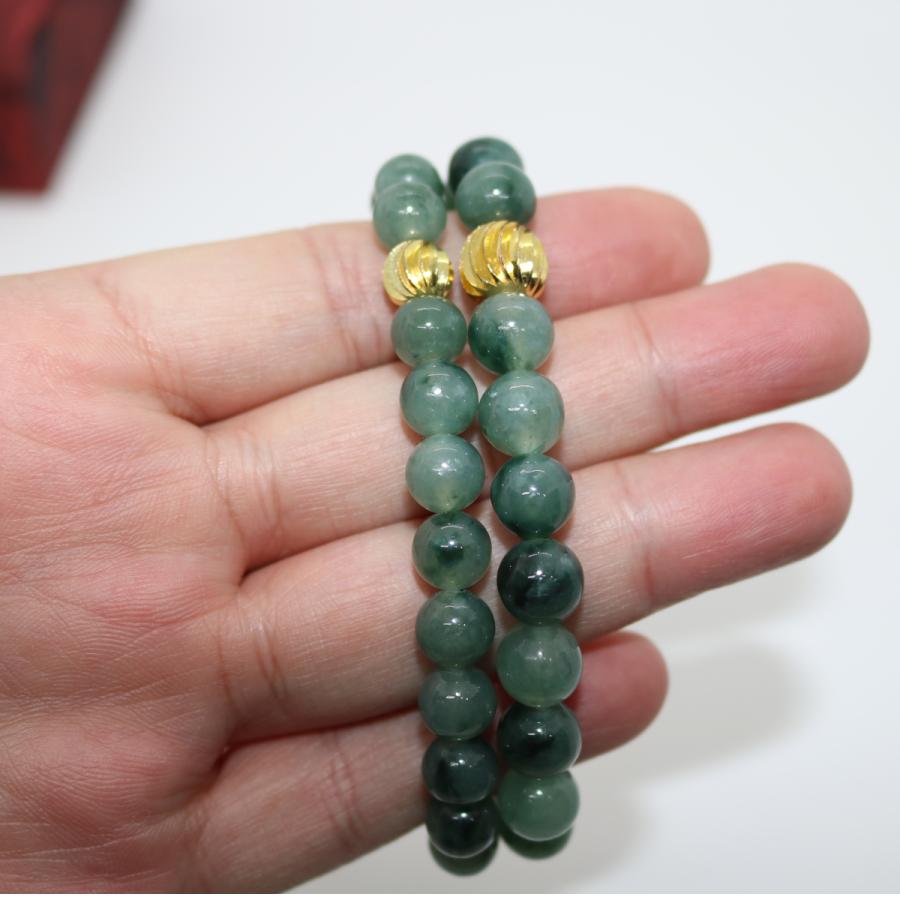 レア　8ｍｍ 9mm カップル　ペア　2本セット　ブレスレット　ミャンマー天然A貨翡翠　ジェイダイト　ヒスイ　　天然石 |  | 10